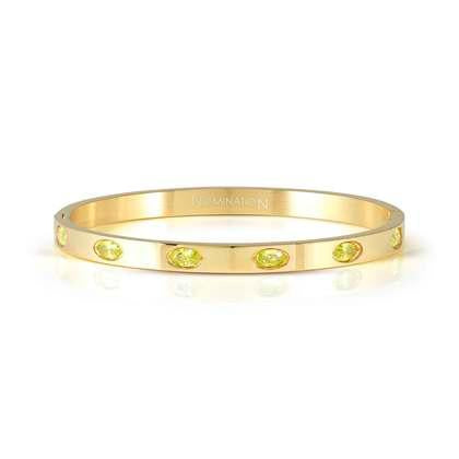 Nomination Gold Plated CZ Oval GREEN Stone Bangle