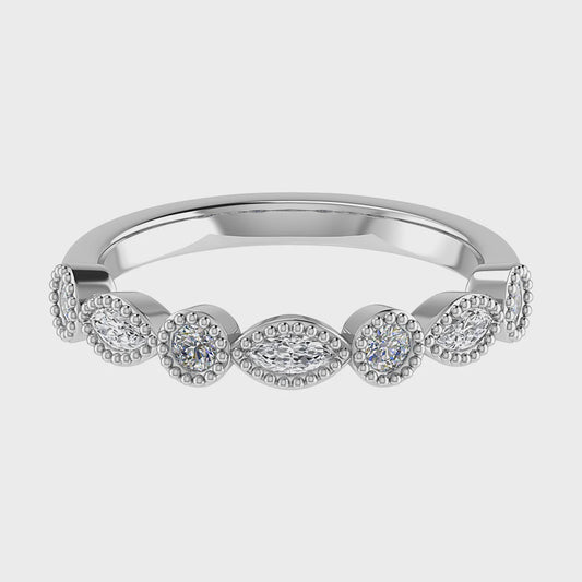 9K White Gold Vintage Diamond ring size L