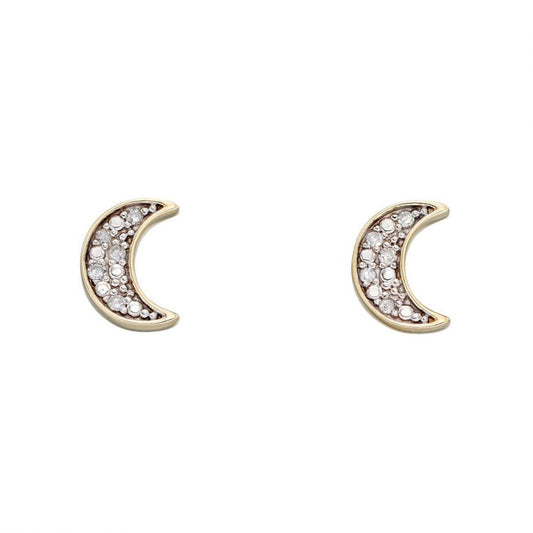 Moon Diamond Stud Earrings