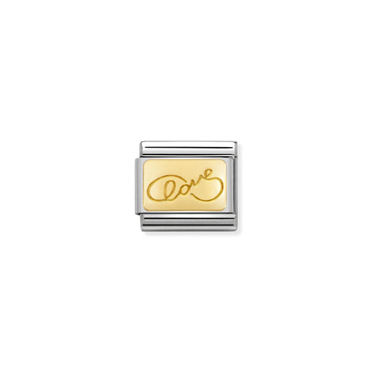 COMPOSABLE Classic ENGRAVED SIGNS in stainless steel with bonded yellow gold CUSTOM (21_Infinite love plate)