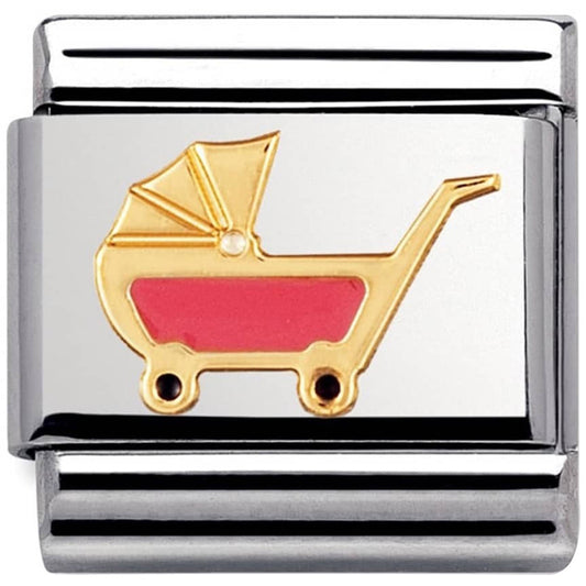 COMPOSABLE Classic DAILY LIFE in stainless steel with enamel and bonded yellow gold (49_Pink pram)