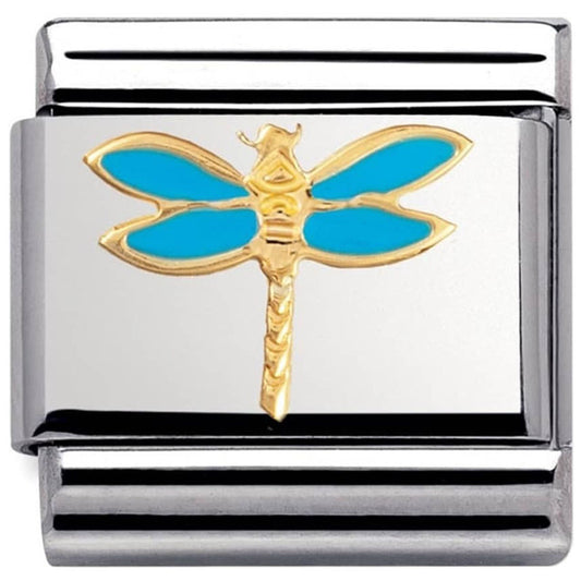 COMPOSABLE Classic AIR ANIMALS  in stainless steel with enamel and bonded yellow gold (19_Dragonfly)
