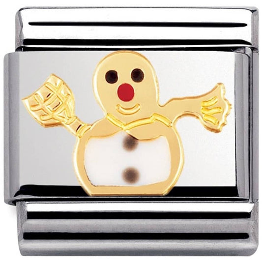 COMPOSABLE Classic CHRISTMAS in stainless steel with enamel and bonded yellow gold (04_Snowman)