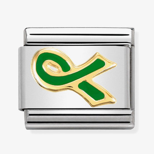 COMPOSABLE Classic 1 DAILY LIFE in stainless steel with enamel and bonded yellow gold (47_Green Ribbon (Mental health))