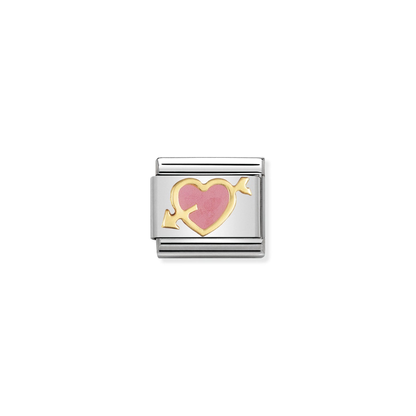 Composable Classic LOVE 1 stainless steel, enamel and bonded yellow gold (01_Pink heart with arrow)