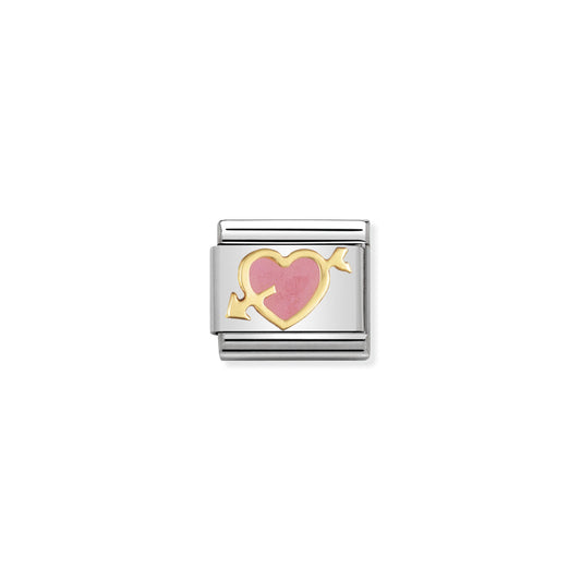 Composable Classic LOVE 1 stainless steel, enamel and bonded yellow gold (01_Pink heart with arrow)