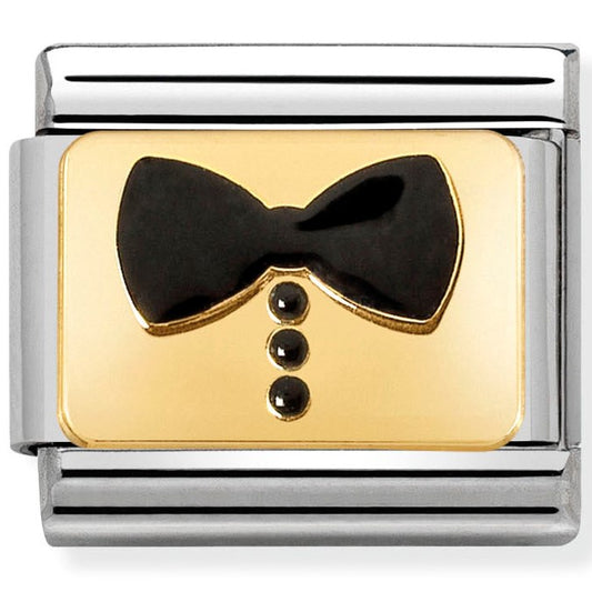 Composable Classic ELEGANCE (engraved) in stainless steel, bonded yellow gold and enamel (34_Black Bow Tie)