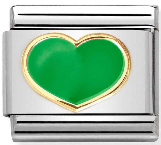 Composable Classic LOVE 2 stainless steel, enamel and bonded yellow gold (23_GREEN APPLE heart)