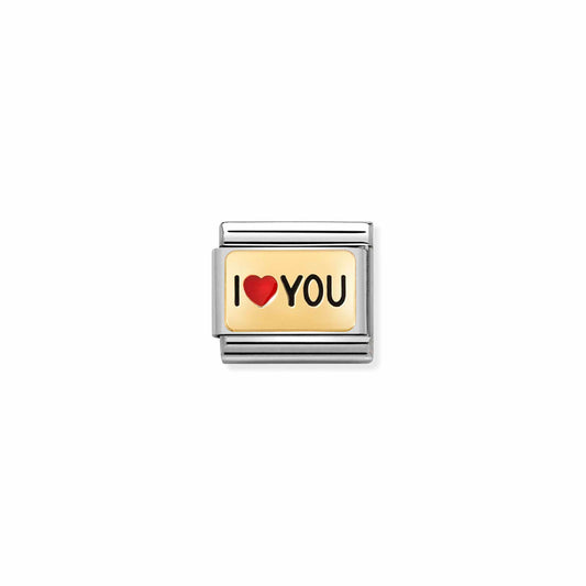 Composable Classic PLATES steel , enamel and bonded yellow gold (52_I HEART you)