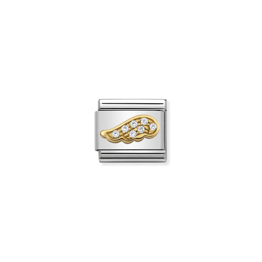 Comp, Classic FUN 1 stainless steel, bonded yellow gold and Cubic Zirc, (32_WHITE Wing)