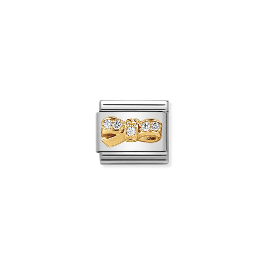 Comp, Classic FUN 1 stainless steel, bonded yellow gold and Cubic Zirc, (33_Bow CHERIE)