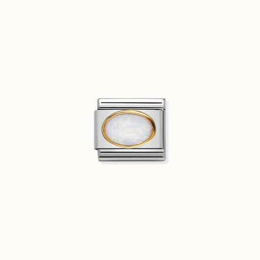 Composable Classic oval hard stones in stainless steel and bonded yellow gold (07_WHITE OPAL)