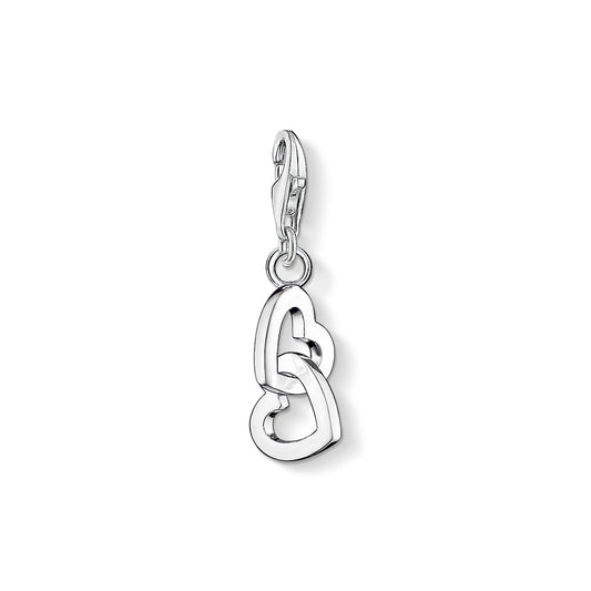 Charm pendant two interlinked  hearts