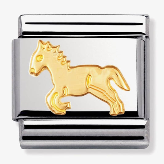 COMPOSABLE Classic ANIMALS (EARTH) in stainless steel with bonded yellow gold (09_Horse)