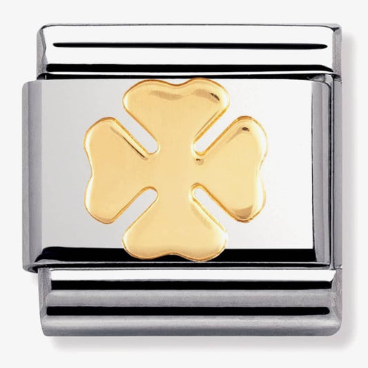 COMPOSABLE Classic GOOD LUCK in stainless steel with bonded yellow gold (06_Four-leaf clover)