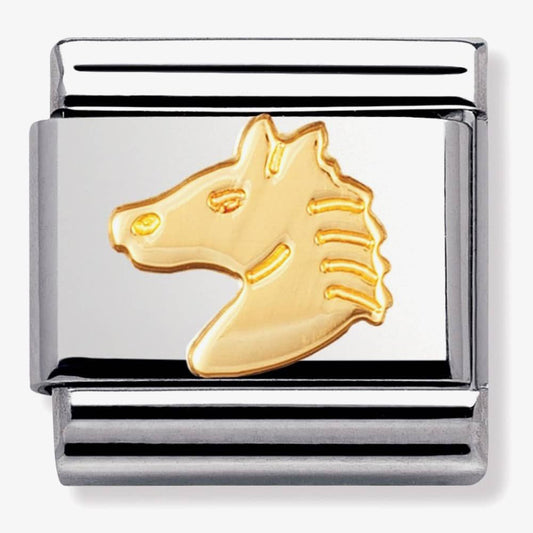 COMPOSABLE Classic ANIMALS (EARTH) in stainless steel with bonded yellow gold (10_Horse s Head)