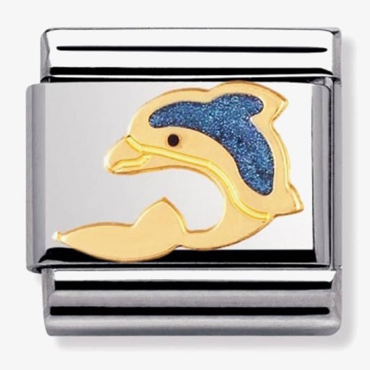 COMPOSABLE Classic WATER ANIMALS in stainless steel with enamel and bonded yellow gold (01_Dolphin)