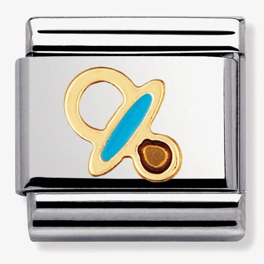 COMPOSABLE Classic DAILY LIFE in stainless steel with enamel and bonded yellow gold (42_Blue pacifier)