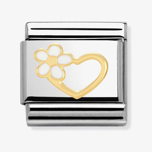 Composable Classic LOVE 1 stainless steel, enamel and bonded yellow gold (40_Heart with flower)