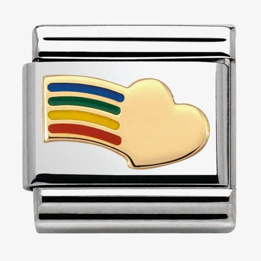 Composable Classic LOVE 2 stainless steel, enamel and bonded yellow gold (12_Rainbow heart)