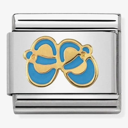COMPOSABLE Classic 1 DAILY LIFE in stainless steel with enamel and bonded yellow gold (38_Light blue baby shoes)
