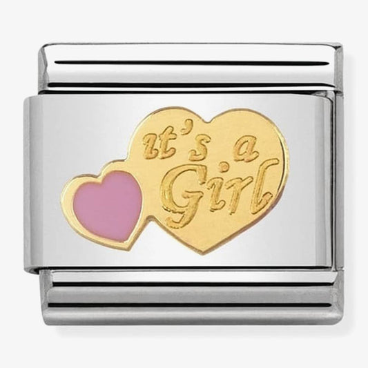 COMPOSABLE Classic 1 DAILY LIFE in stainless steel with enamel and bonded yellow gold (39_It s a Girl)
