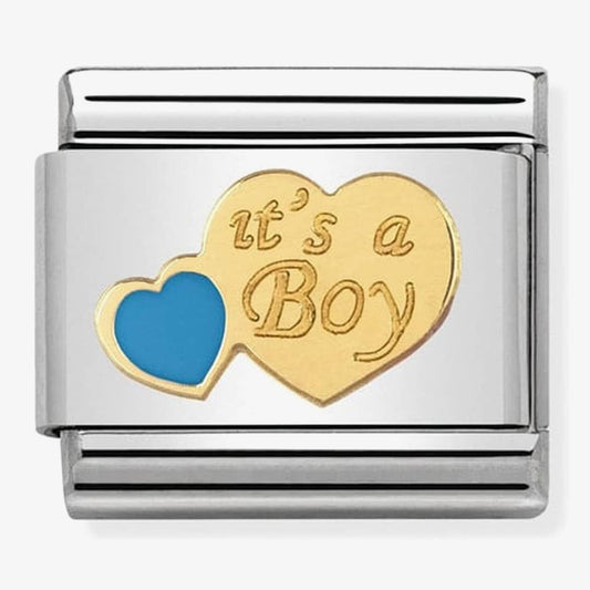 COMPOSABLE Classic 1 DAILY LIFE in stainless steel with enamel and bonded yellow gold (40_It s a Boy)