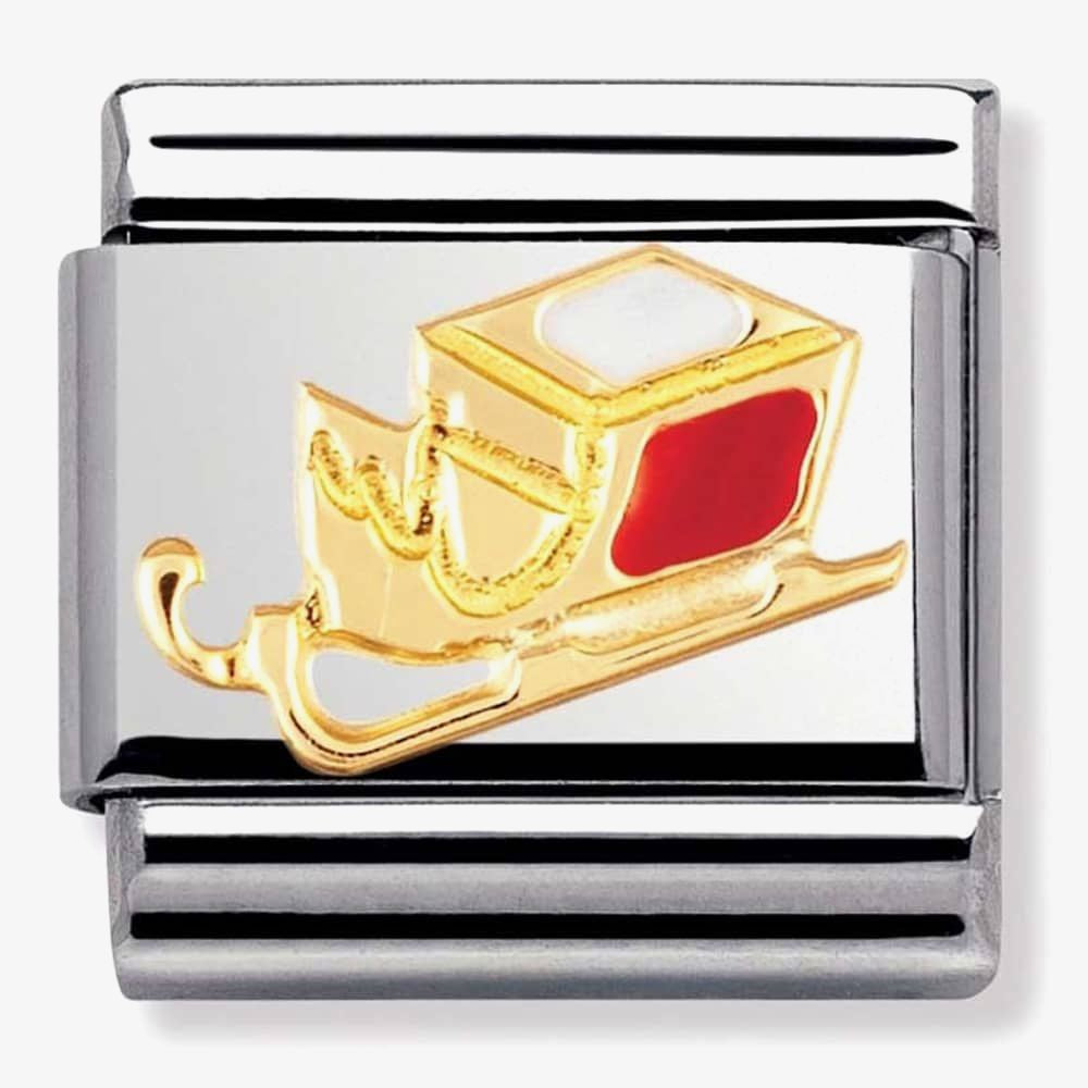 COMPOSABLE Classic CHRISTMAS in stainless steel with enamel and bonded yellow gold (07_Sledge)