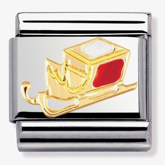 COMPOSABLE Classic CHRISTMAS in stainless steel with enamel and bonded yellow gold (07_Sledge)