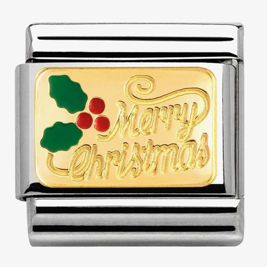 Comp, Classic ENGRAVED CHRISTMAS stainless steel, enamel and bonded yellow gold (17_Merry Christmas)