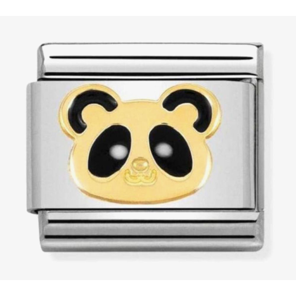 COMPOSABLE Classic EARTH ANIMALS 1 in stainless steel with enamel and bonded yellow gold (18_Panda head)