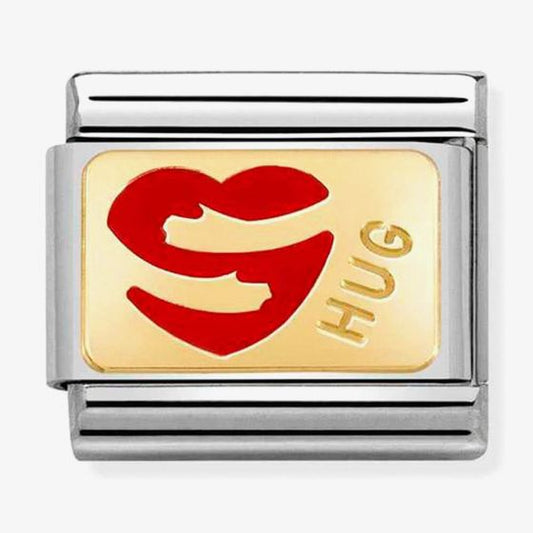 Composable Classic PLATES steel , enamel and bonded yellow gold (49_Heart HUG)