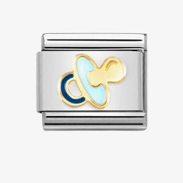 Composable Classic SYMBOLS steel, enamel and bonded yellow gold (63_New light blue pacifier)
