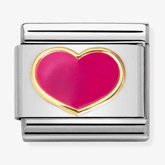 Composable Classic LOVE 2 stainless steel, enamel and bonded yellow gold (24_FUCHSIA Heart)