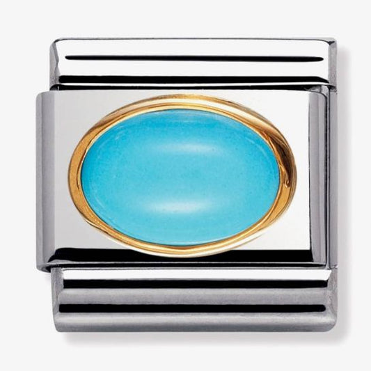 Composable Classic oval hard stones in stainless steel and bonded yellow gold (06_TURQUOISE)