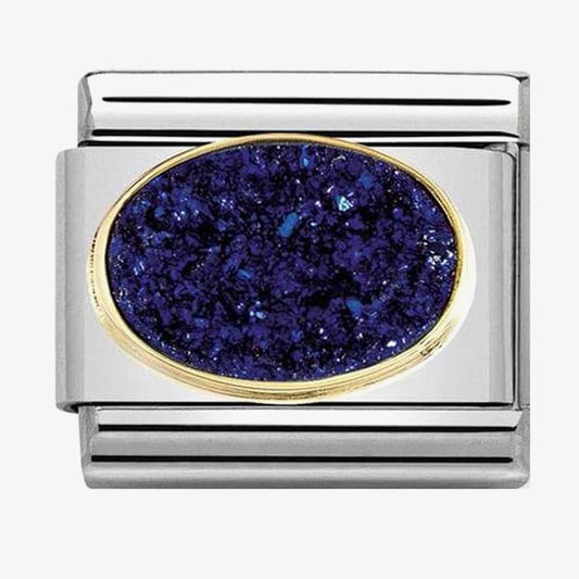 Composable Classic DRUSI in stainless steel, stones and bonded yellow gold (04_Agate Drusie Midnight Blue)