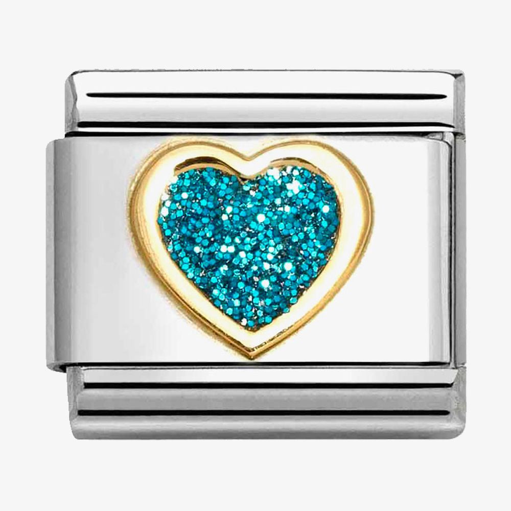 CLASSIC Turquoise Glitter Heart Charm