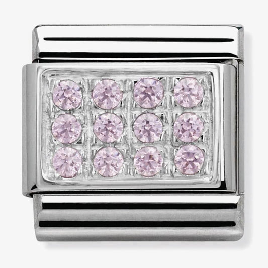Composable CL PAVE in stainless steel, Cubic zirconia and 925 silver (06_Pink CZ)