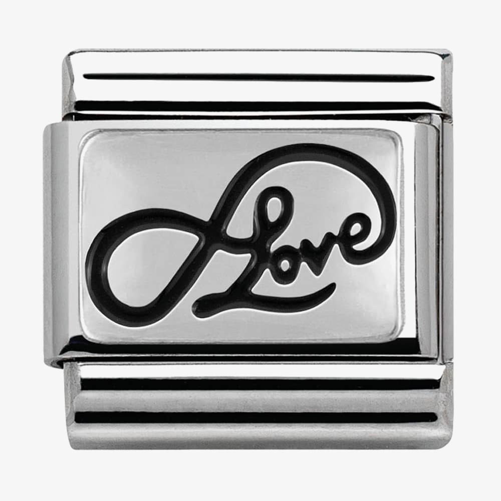 Composable Classic PLATES OXIDIZED steel and silver 925 (07_Infinity love writing)