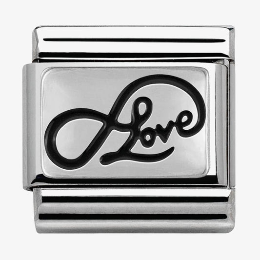Composable Classic PLATES OXIDIZED steel and silver 925 (07_Infinity love writing)