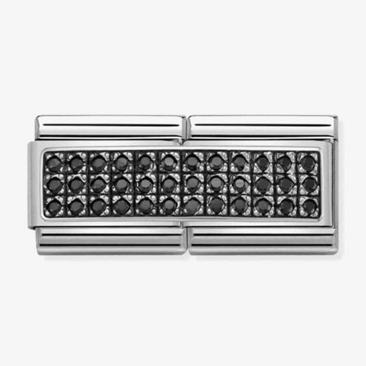 CLASSIC Silvershine Double Link Black Pave Crystal Charm