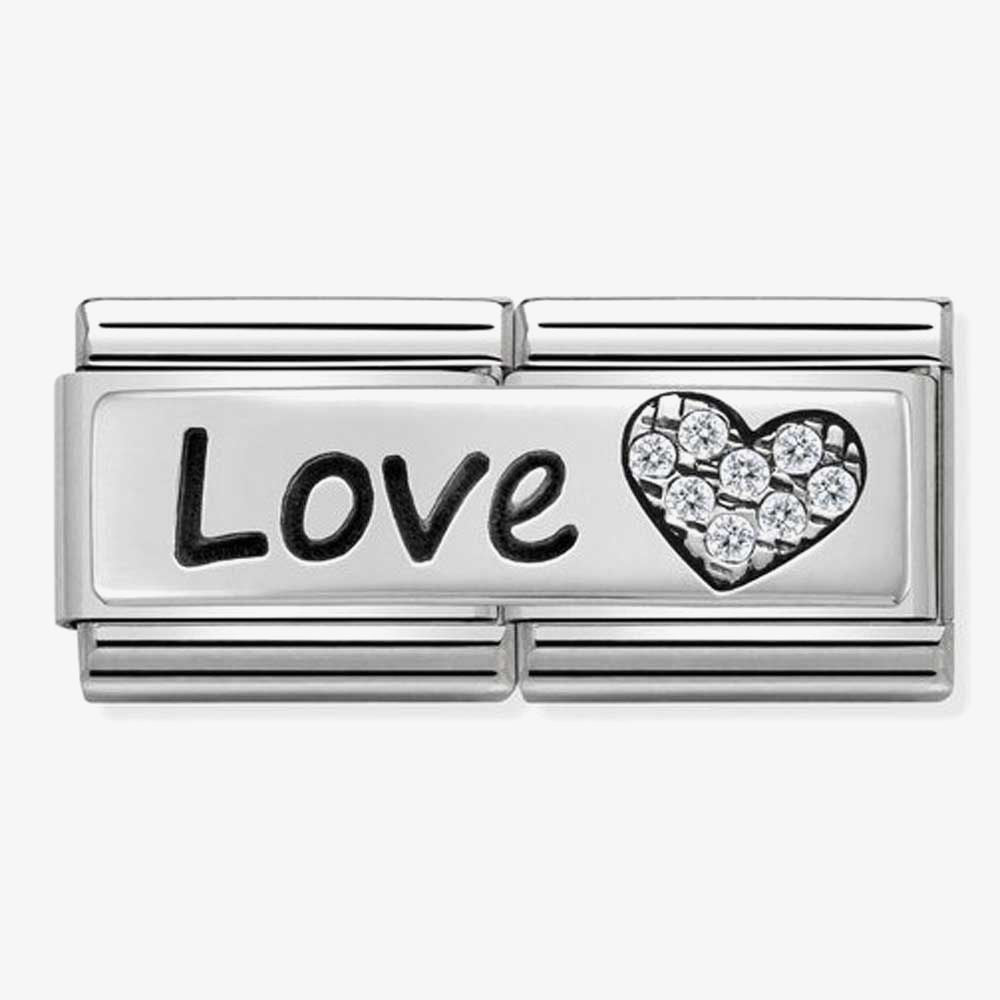 Composable DOUBLE Classic SYMBOLS steel Cub zircon and silver 925 (05_Love And Heart)