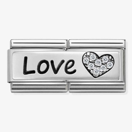 Composable DOUBLE Classic SYMBOLS steel Cub zircon and silver 925 (05_Love And Heart)