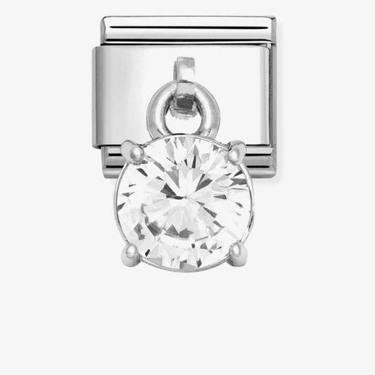 COMPOSABLE CLASSIC LINK, PENDANT ROUND BRILLIANT CUT STONE, WHITE