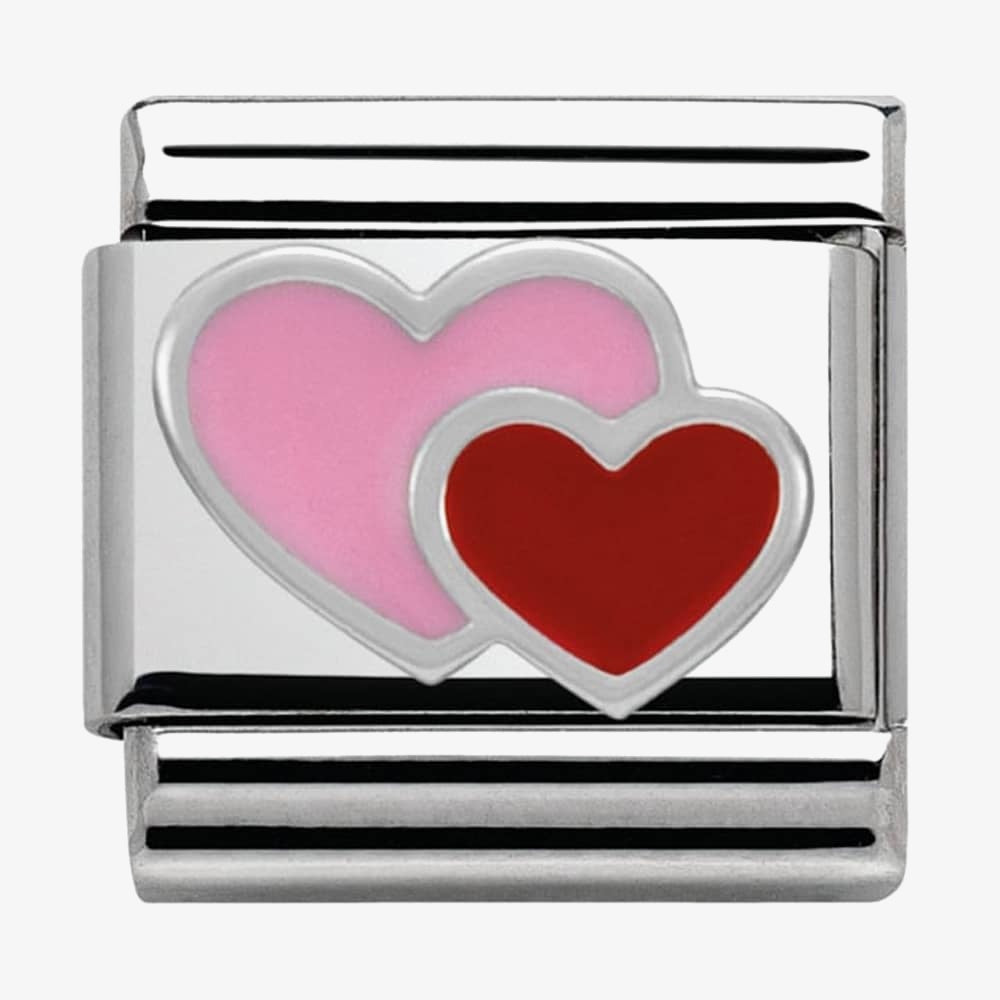 Composable Classic SYMBOLS in stainless steel , enamel and silver 925 (16_Pink and Red double heart)