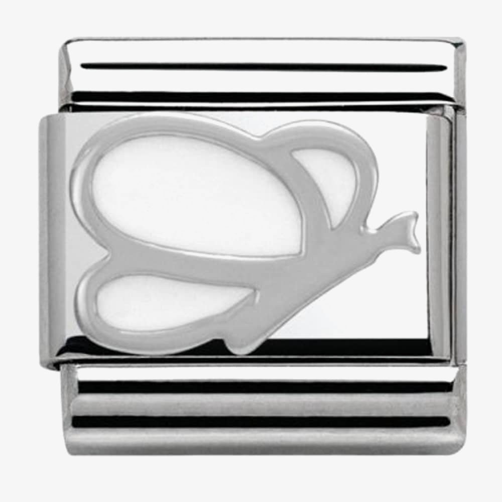Composable Classic SYMBOLS in stainless steel , enamel and silver 925 (02_White Butterfly)