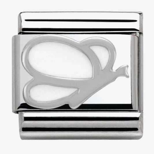 Composable Classic SYMBOLS in stainless steel , enamel and silver 925 (02_White Butterfly)