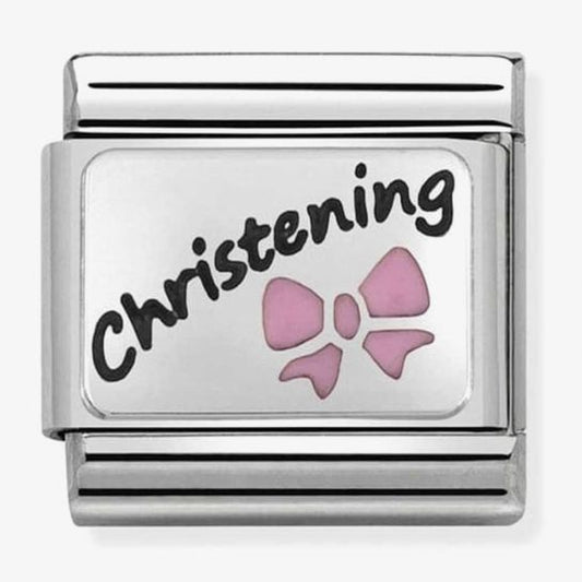 Composable CL OXIDIZED PLATES in steel, enamel and 925 silver (17_Pink Christening)