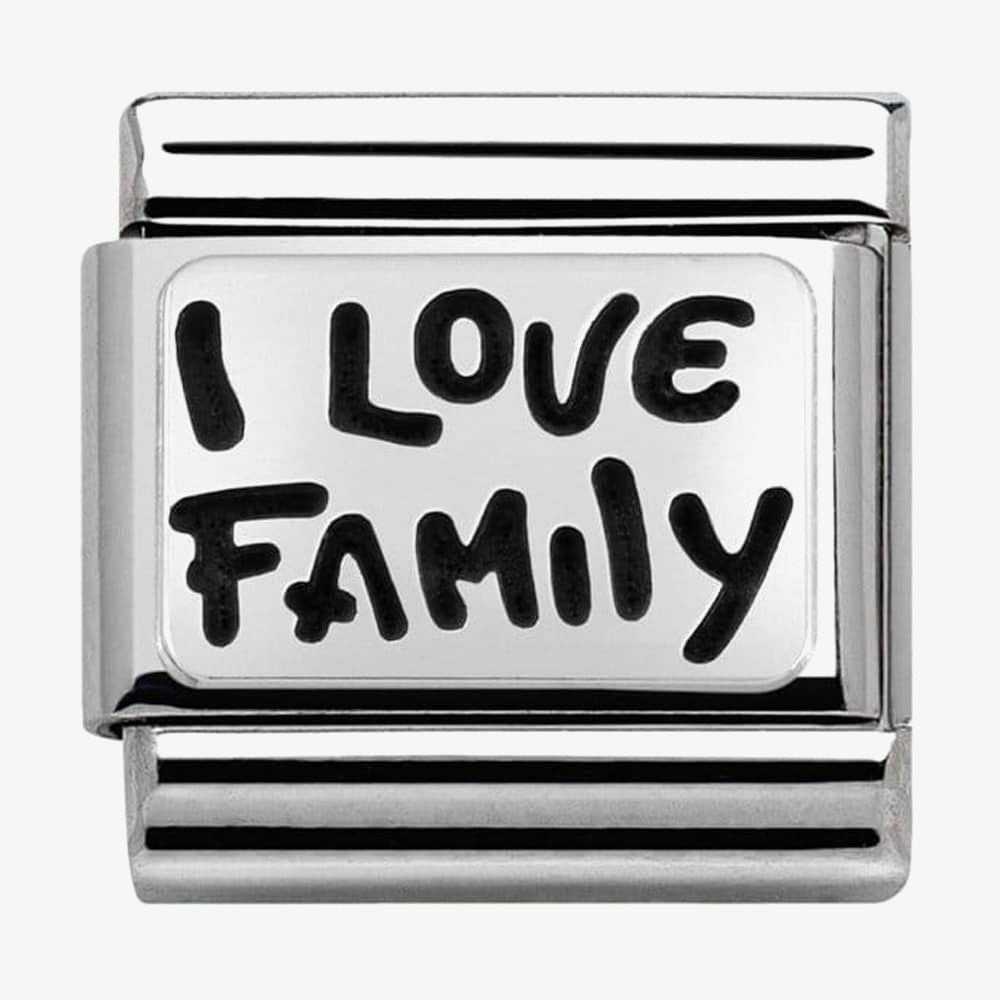 Composable Classic PLATES OXIDIZED steel and silver 925 (34_I LOVE FAMILY)