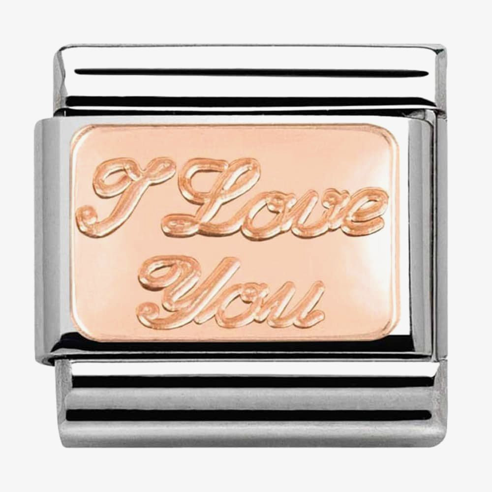 Composable Classic PLATES in stainless steel with 9k rose gold CUSTOM (30_I love you)